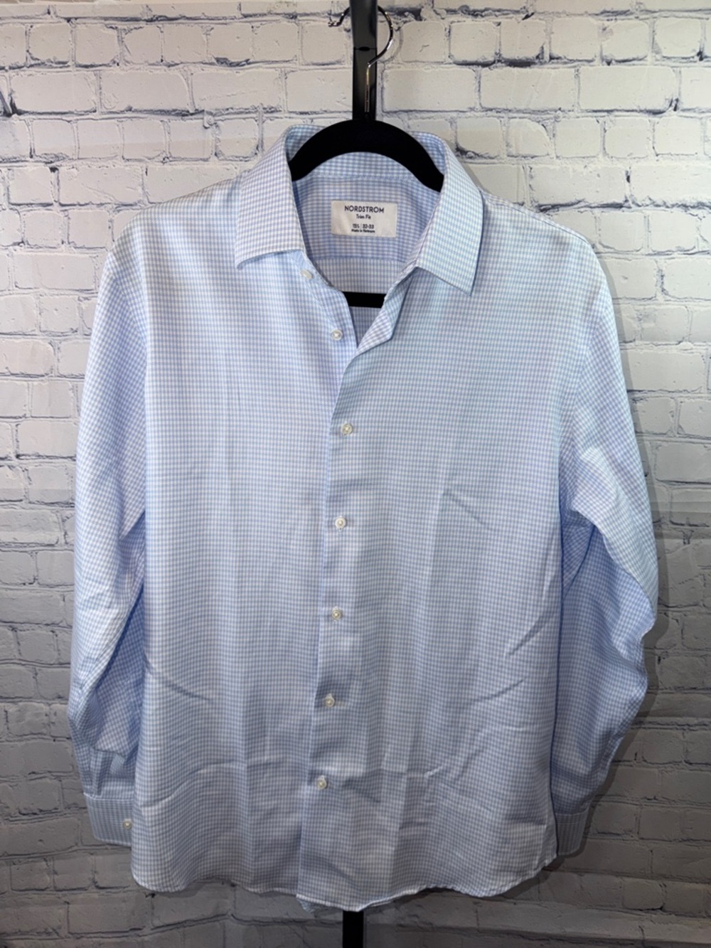 Nordstrom Men's Pale Blue Micro-Check Dress Shirt